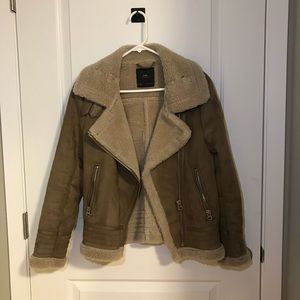 NWOT Zara Shearling Aviator Moto Jacket